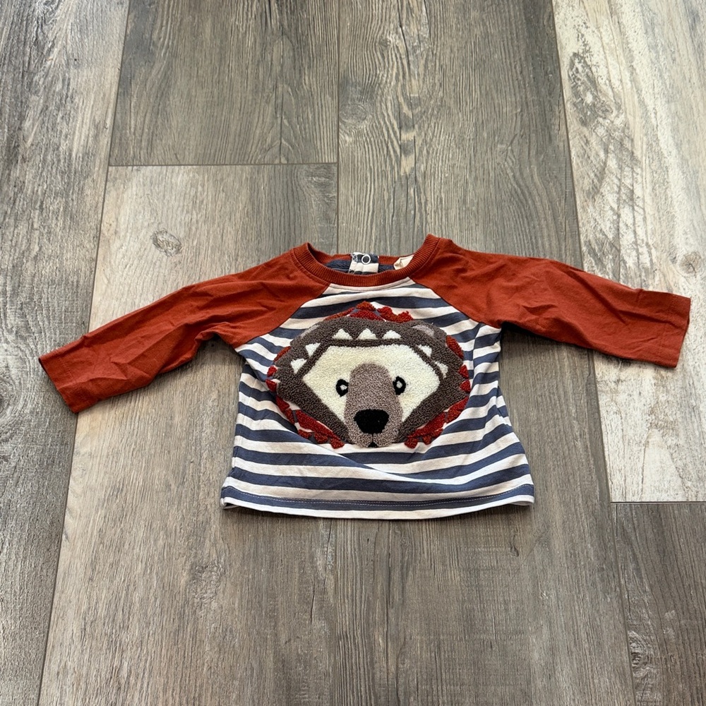 Rorie Whelan‎ Kids Striped Bear Shirt - Red and Gray